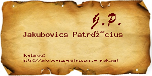 Jakubovics Patrícius névjegykártya